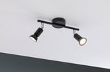 Sort loftlampe med to justerbare metalspots til målrettet belysning