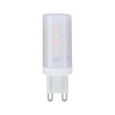 Petite ampoule LED blanche avec culot G9 diffusant une lumière chaude pour éclairage économique