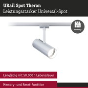 URail Spot Theron in silberfarbenem Metall mit Memory- und Reset-Funktion für langlebige LED-Spots