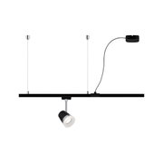 Black LED ceiling light with adjustable spotlight, metal material for modern interior lighting