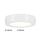 Platte witte metalen LED-plafondlamp met 170 mm diameter en 40 mm hoogte voor moderne ruimtes