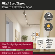 URail Spot Theron silver ceiling spotlight with integrated 3-step dim and warm white light