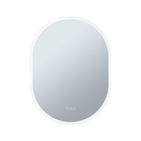 Ovaal LED-badkamerspiegel met touchbediening en wit frame voor moderne badkamerverlichting