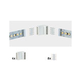 Weiße LED-Streifenverbinder und 24V LED-Streifen mit gelben LEDs für flexible Lichtinstallationen