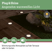 Plug & Shine LED-Einbaustrahler mit warmweißem Licht für Terrasse und Gartenbeleuchtung