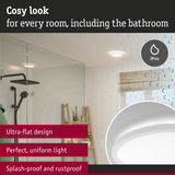 Ultra-flat white LED ceiling light with IP44 rating, splash-proof for bathroom and living spaces
