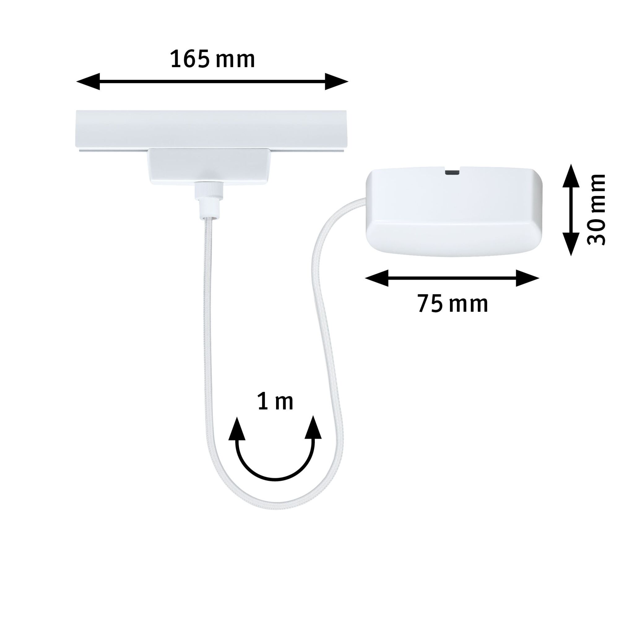 White LED light 165 mm wide with 1 m cable for flexible lighting solutions