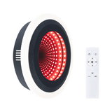 Plafonnier LED rond noir et blanc avec effet miroir infini rouge et télécommande