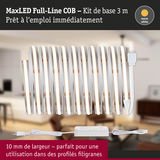 Bande LED MaxLED Full-Line COB 3 m en lumière blanc chaud avec alimentation pour profils fins