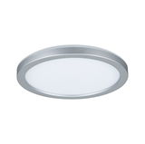 Round LED ceiling light with silver aluminum frame and white diffuser for modern room lighting