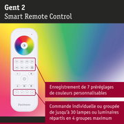 Télécommande intelligente Gent 2 blanche avec roue chromatique et 7 préréglages personnalisables pour éclairage LED