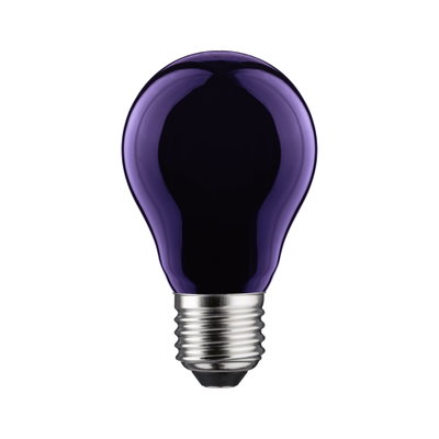 Glühbirne mit violettem Glas und silberner Fassung, dekorative LED-Lampe für stimmungsvolle Beleuchtung