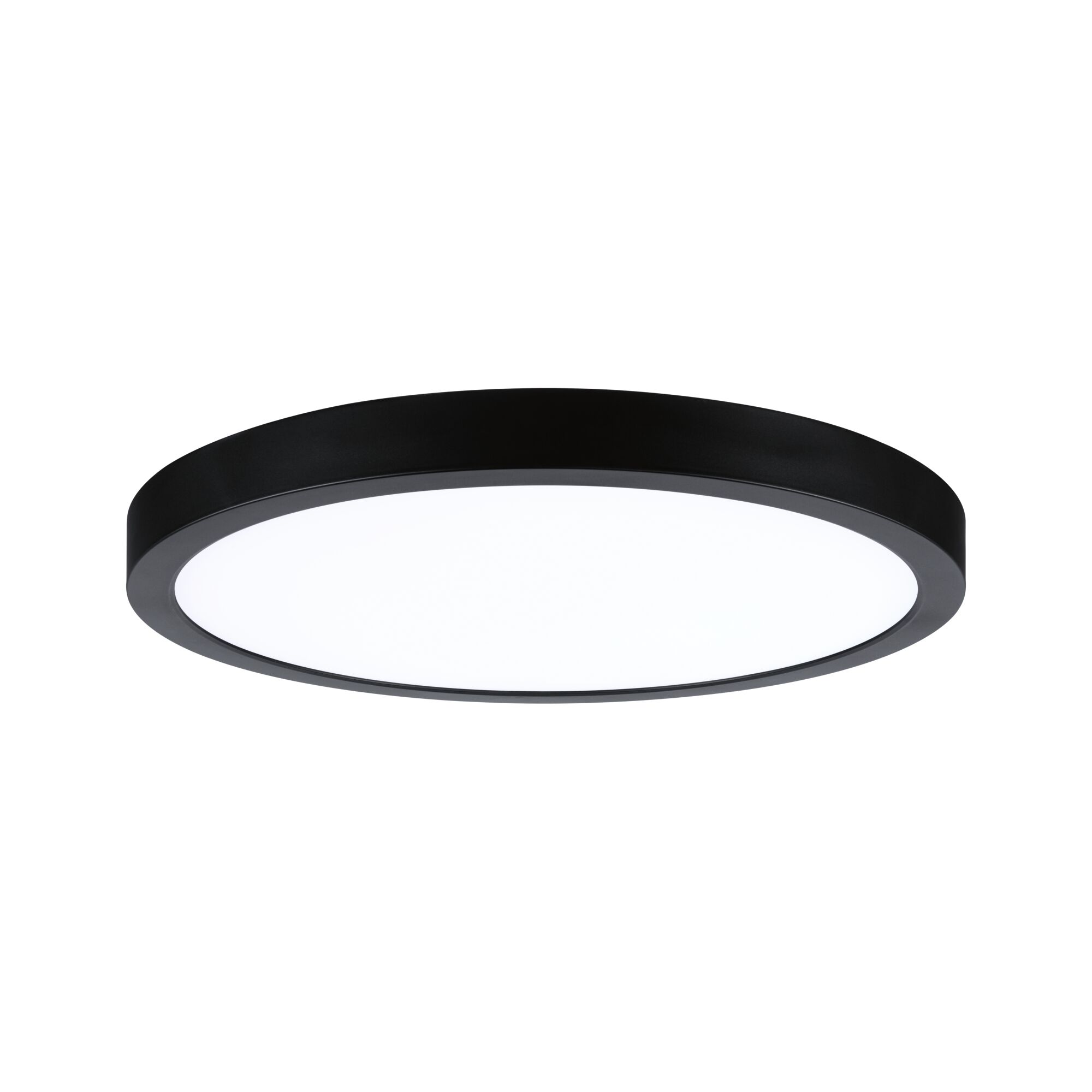 Runde LED-Deckenleuchte mit schwarzem Aluminiumrahmen und weißem Diffusor für modernes Raumlicht