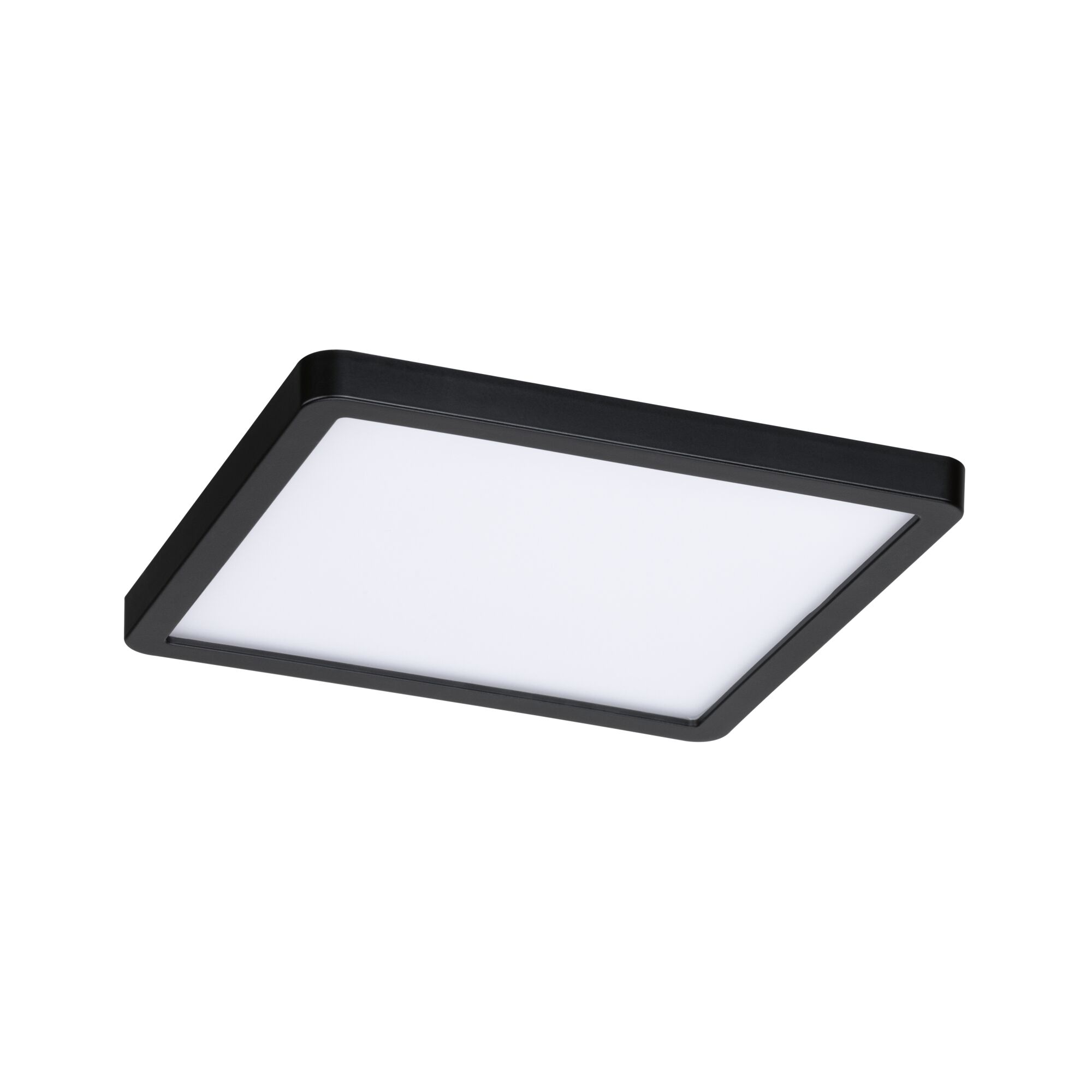 Plafonnier LED carré noir avec diffuseur blanc pour un éclairage intérieur moderne