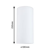 Cylindrical white glass lampshade 210 mm high and 100 mm diameter for LED lighting fixtures