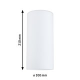 Cylindrisk hvid glasskærm 210 mm høj og 100 mm i diameter til LED-belysning