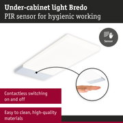 White under-cabinet light Bredo with PIR sensor for contactless switching and hygienic use