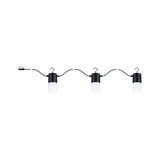 Three black LED lights with white diffusers on black cable for flexible lighting solution