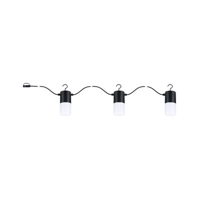 Three black LED lights with white diffusers on black cable for flexible lighting solution