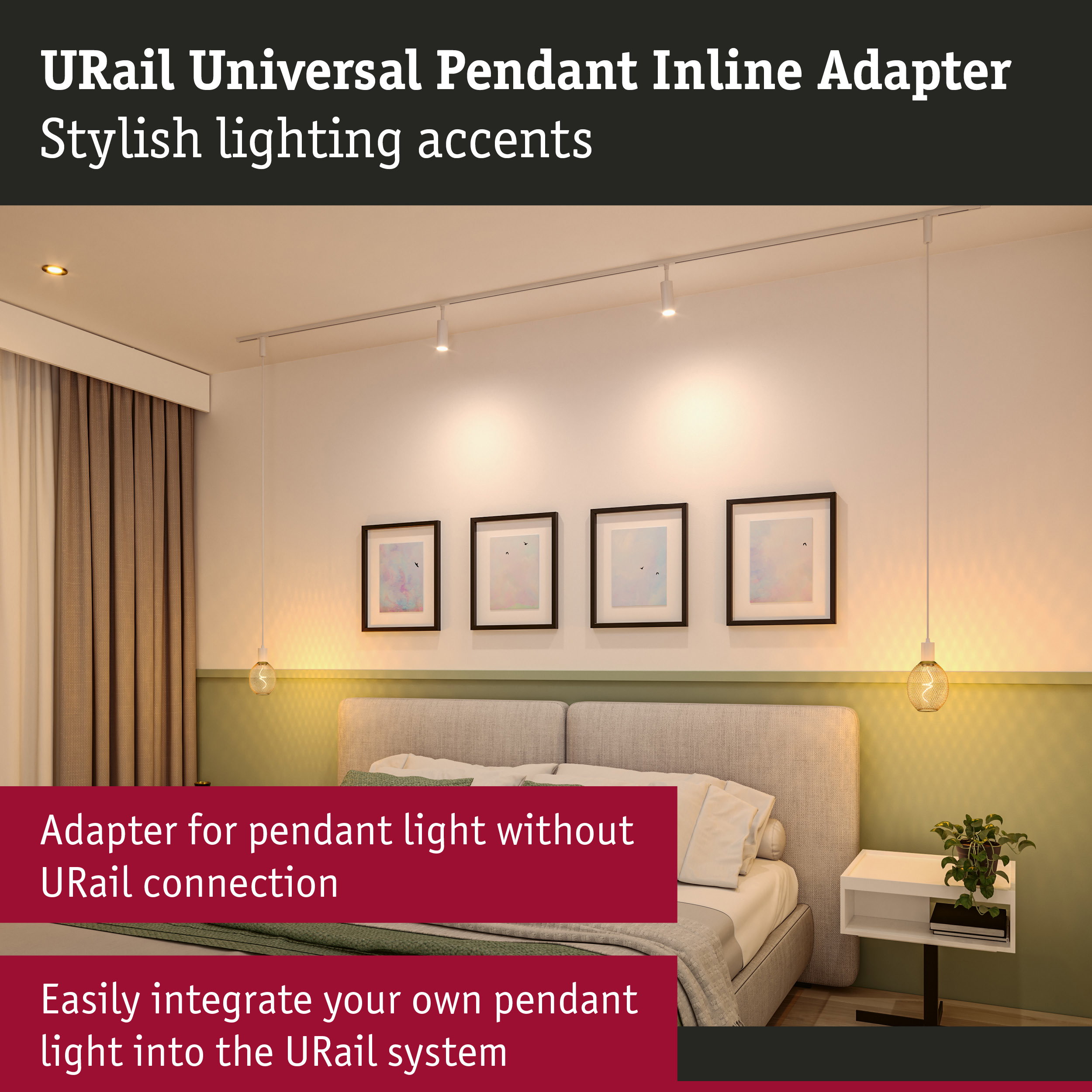 URail Pendant adapters Universal max. 50W 230V Signal white