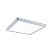 Plafonnier LED carré avec cadre en aluminium argenté et diffuseur blanc pour éclairage moderne