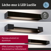 Applique murale LED noire Lucille en aluminium avec indice IP44 et effets lumineux réglables