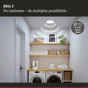 Plafonnier LED Abia 2 blanc avec capteur, idéal pour l'éclairage fonctionnel des buanderies
