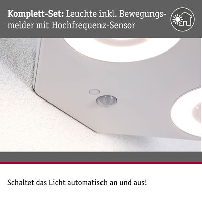 Weißes LED-Deckenlicht mit integriertem Bewegungsmelder und Hochfrequenz-Sensor für automatisches Schalten