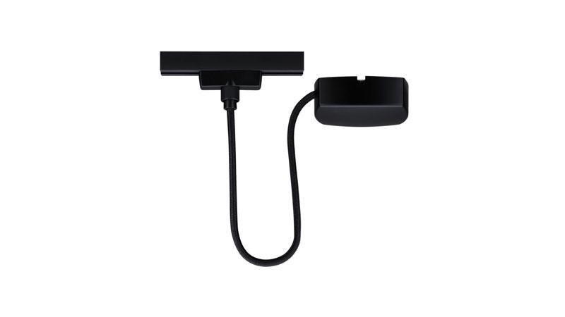 Câble noir en U avec connecteur rectangulaire et support pour système d'éclairage sur rail