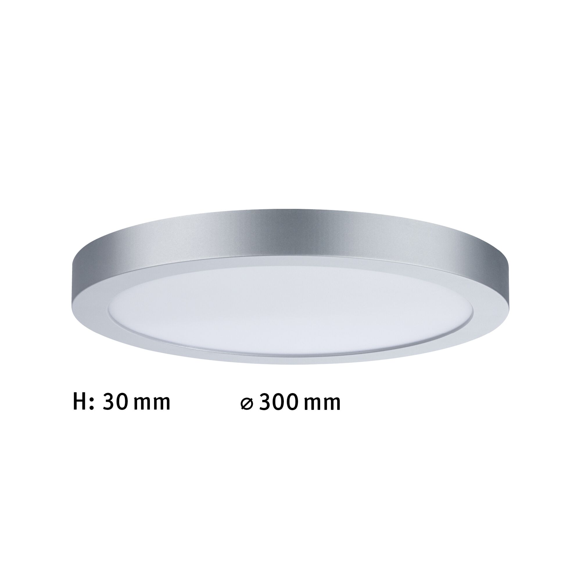 Platte ronde LED-plafondlamp van zilverkleurig aluminium, 300 mm diameter en 30 mm hoogte voor moderne verlichting