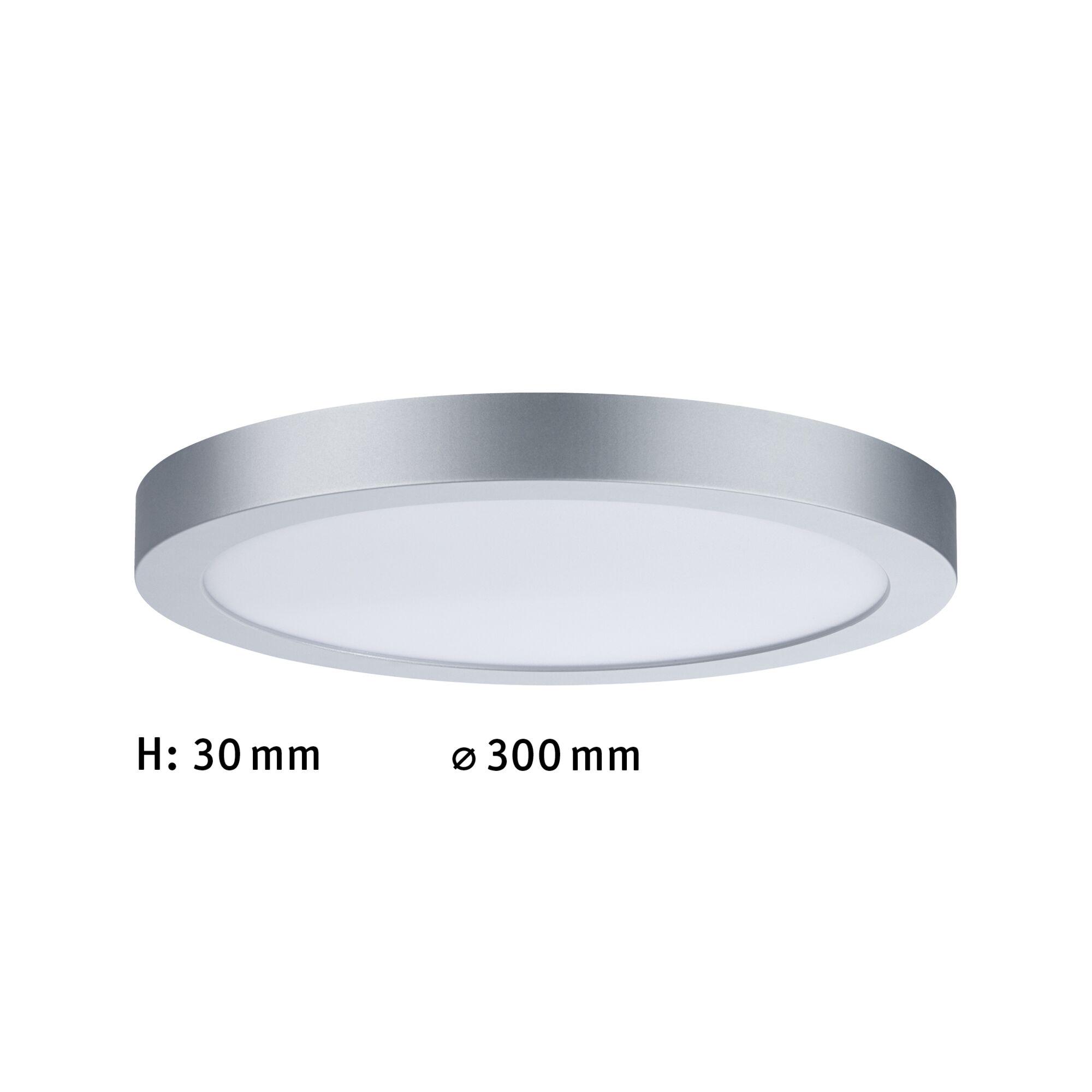 Round LED ceiling light with silver aluminium frame and white diffuser, energy-saving lamp
