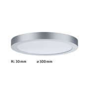 Round LED ceiling light with silver aluminium frame and white diffuser, energy-saving lamp