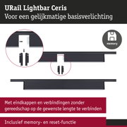 Zwarte URail Lightbar Ceris voor gelijkmatige basisverlichting met geheugenfunctie