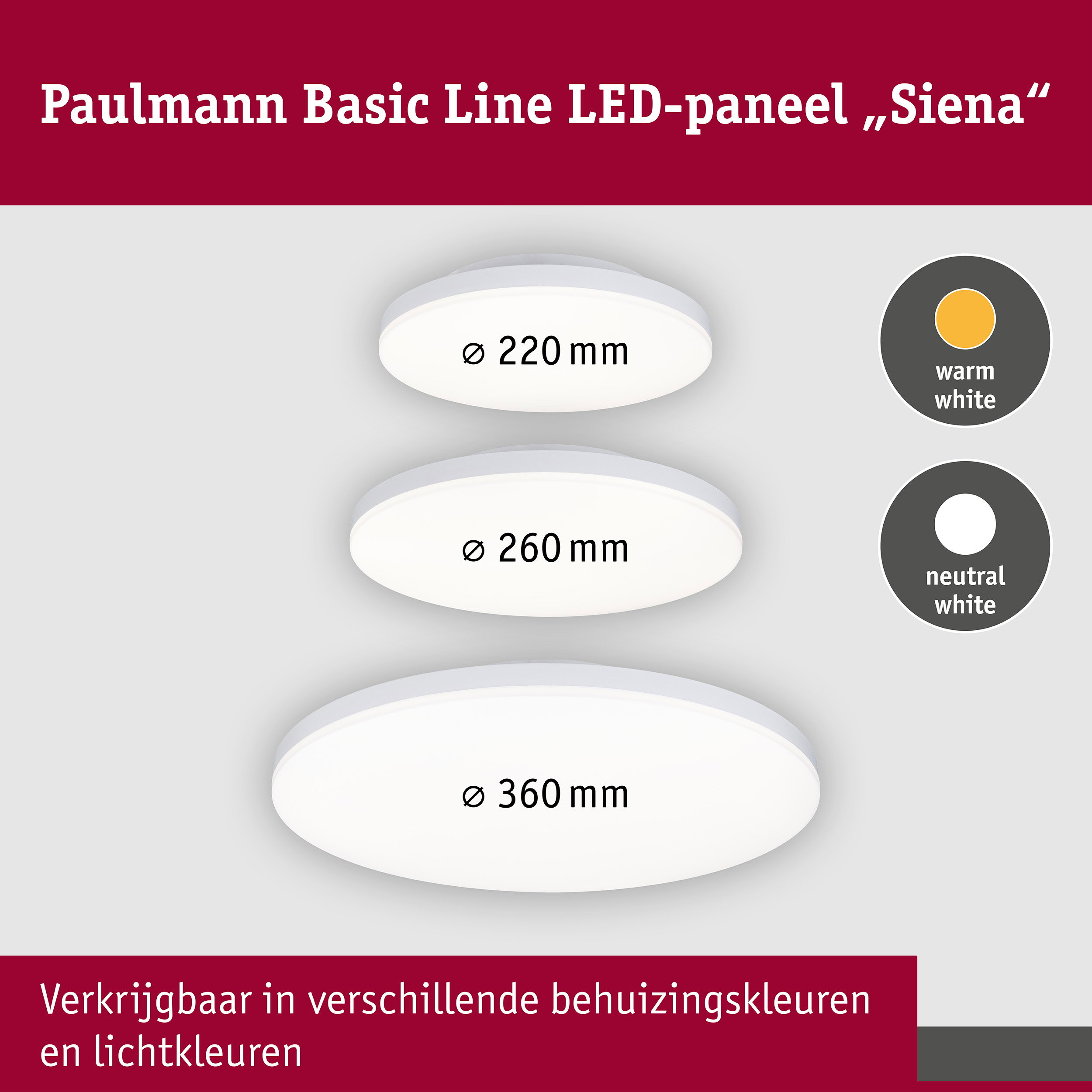 LED-plafondlamp Siena 4000K 220mm 1100lm 230V 12,3W