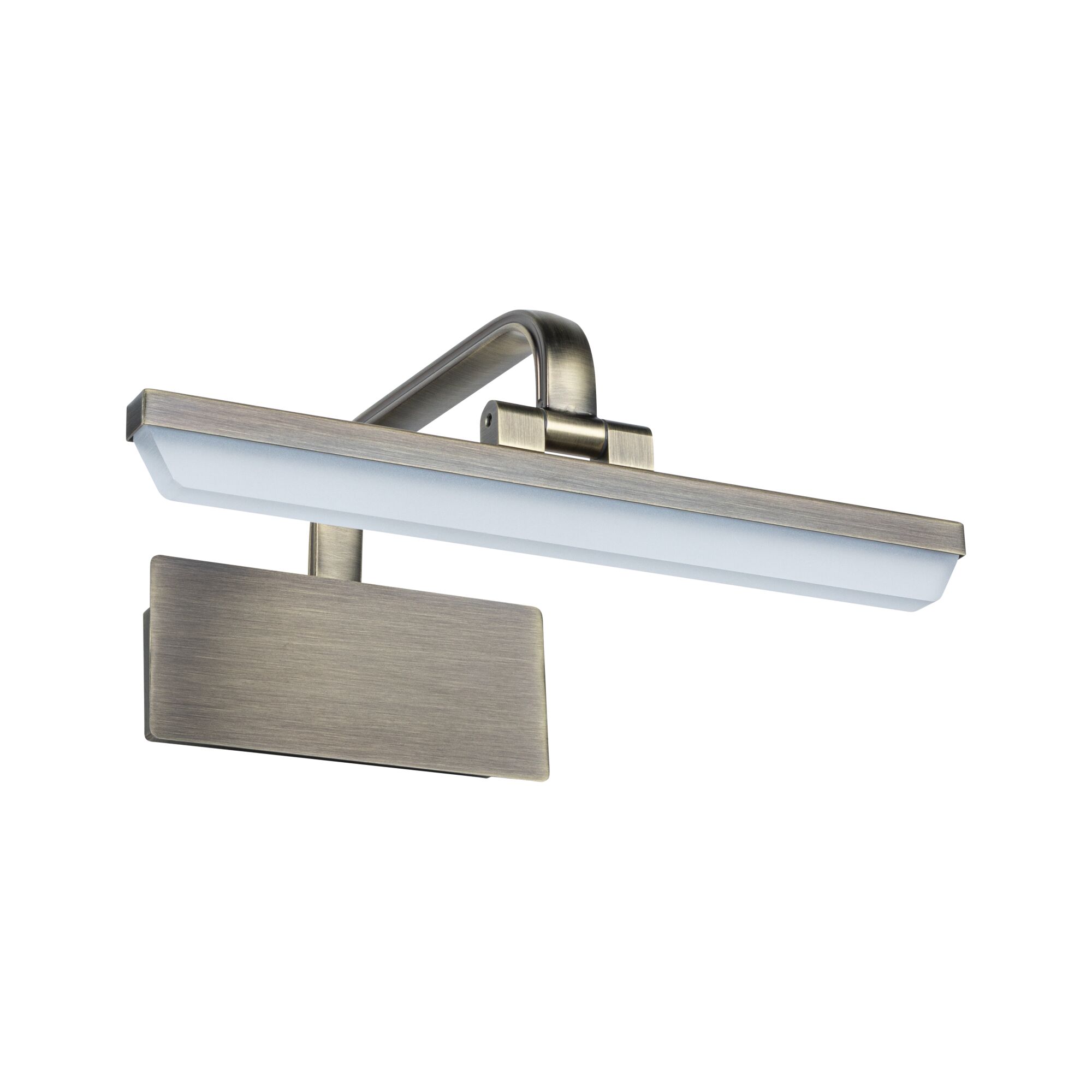 Moderne LED-Wandleuchte aus gebürstetem Metall in Bronze mit weißem Diffusor für Wohnräume