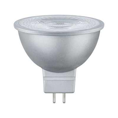 Silver LED reflector lamp with GU5.3 base made of aluminum for energy-saving lighting