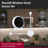 MaxLED wireless touch sensor set with white controller and black touchpad, dimmable and on/off function