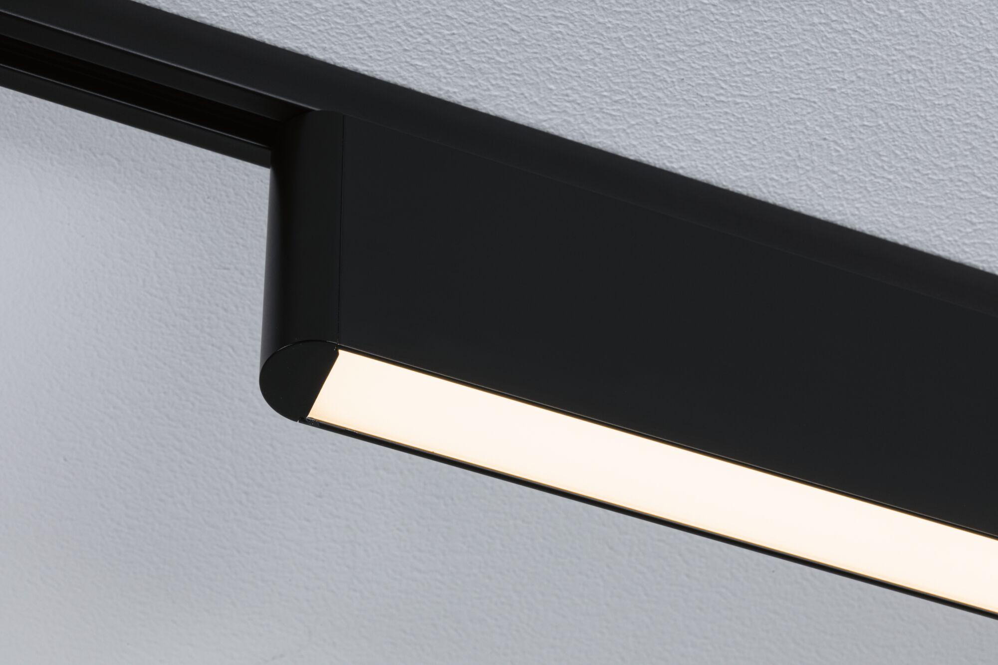 Schwarze LED-Deckenleuchte aus Metall mit warmweißem Licht für moderne Innenräume