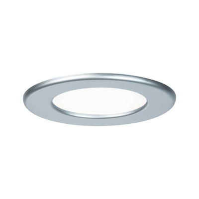 Round LED recessed panel in silver aluminum with white diffuser for energy-efficient lighting