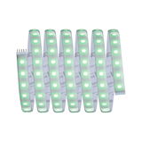 Bande LED flexible avec lumières vertes et blanches pour éclairage et décoration modernes.