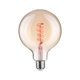 Light bulb with spiral LED filament in warm amber tone for decorative lighting and ambiance