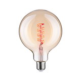Light bulb with spiral LED filament in warm amber tone for decorative lighting and ambiance