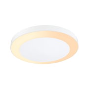 Round white LED ceiling light with warm white glow and modern design for living spaces