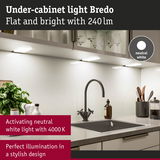 Flat under-cabinet light Bredo with neutral white 4000K for bright kitchen illumination