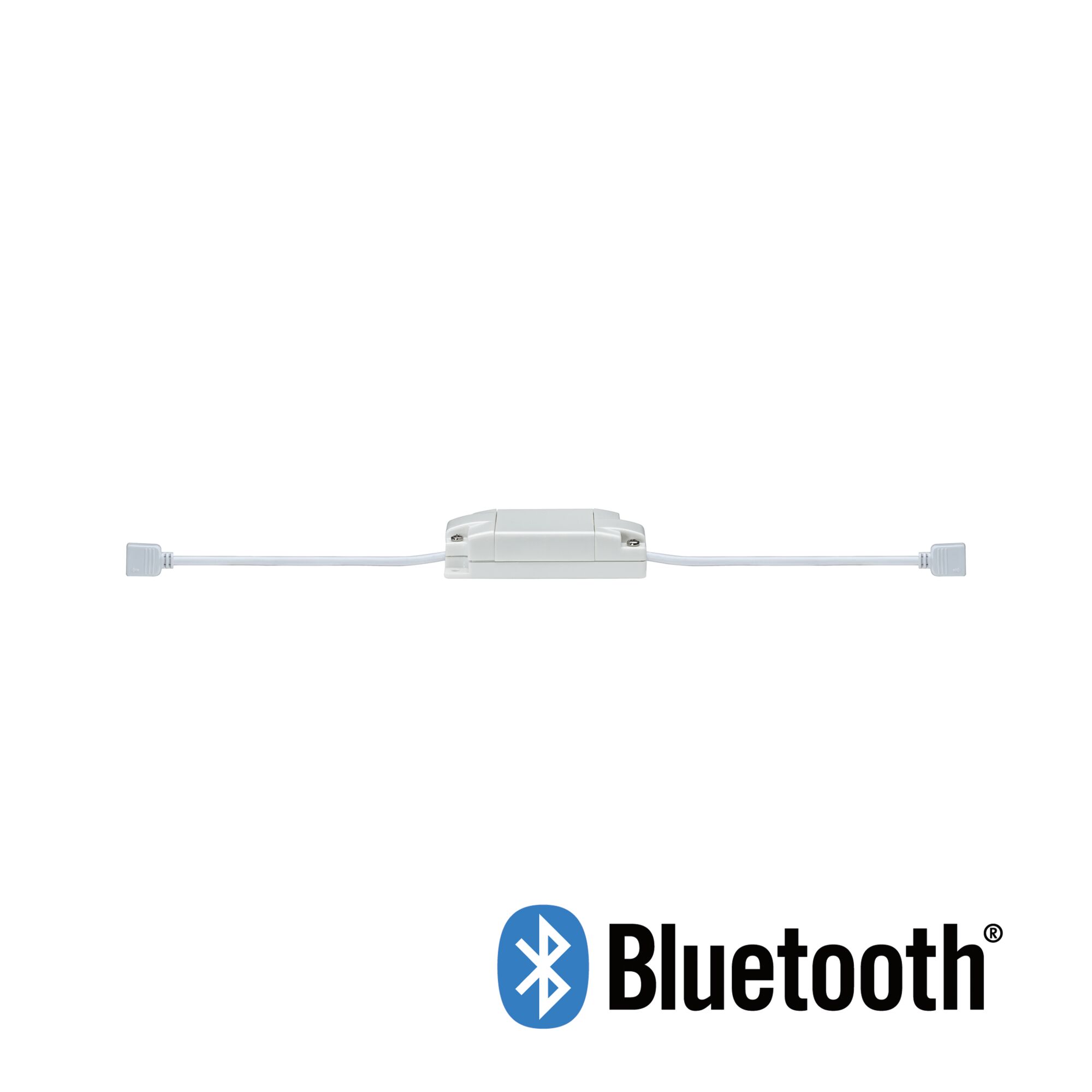White Bluetooth control unit with cables for LED lighting systems in a modern design