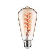Vintage LED-Glühbirne mit spiralförmigem rotem Leuchtfaden und transparentem Glas für dekorative Beleuchtung