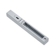 Silver aluminium track connector with screw and holes for LED track lighting installation