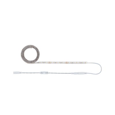 White LED strip light with control cable for flexible indoor lighting solutions