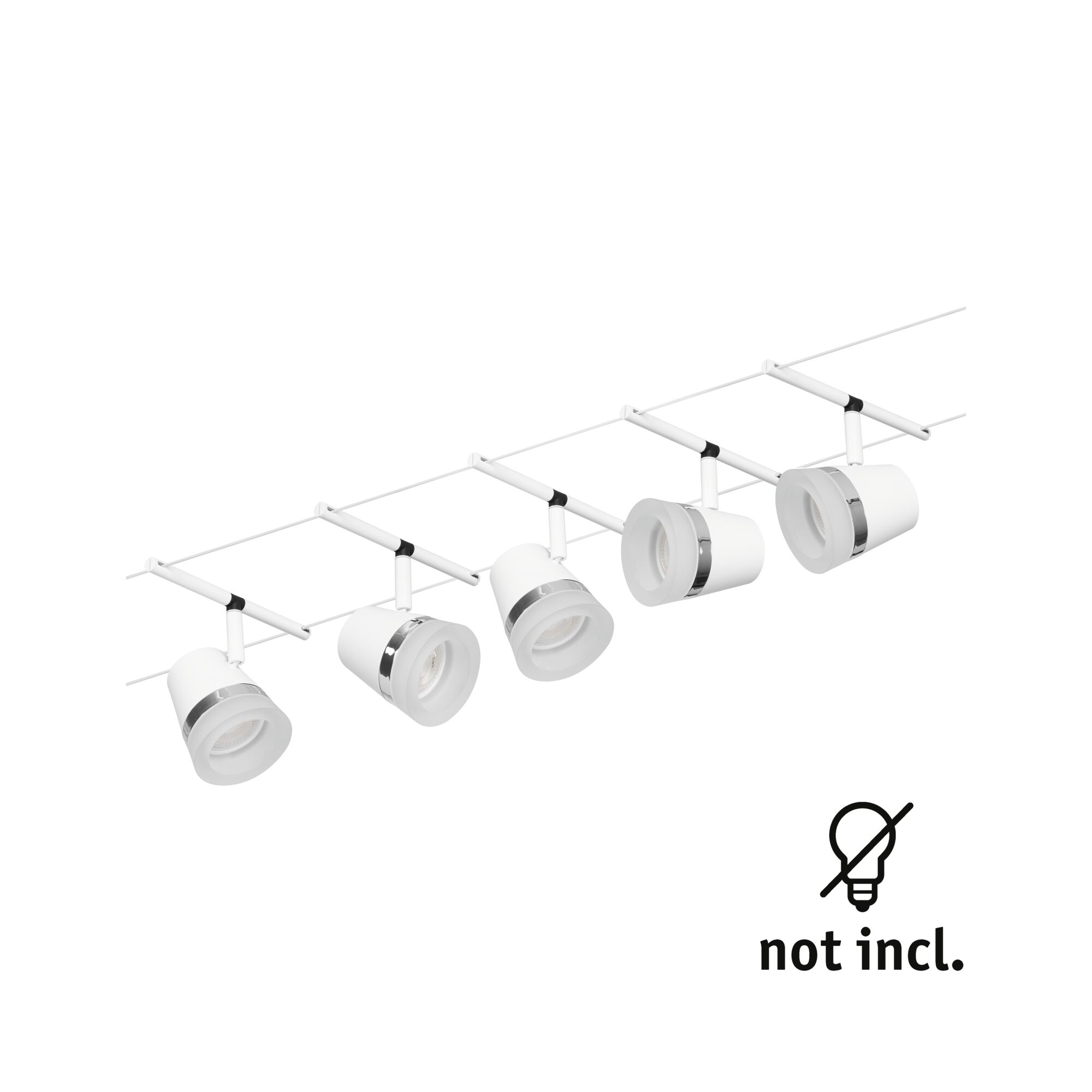 Weißer LED-Schienenstrahler mit Chromring, moderner Deckenstrahler für Wohnräume ohne Leuchtmittel