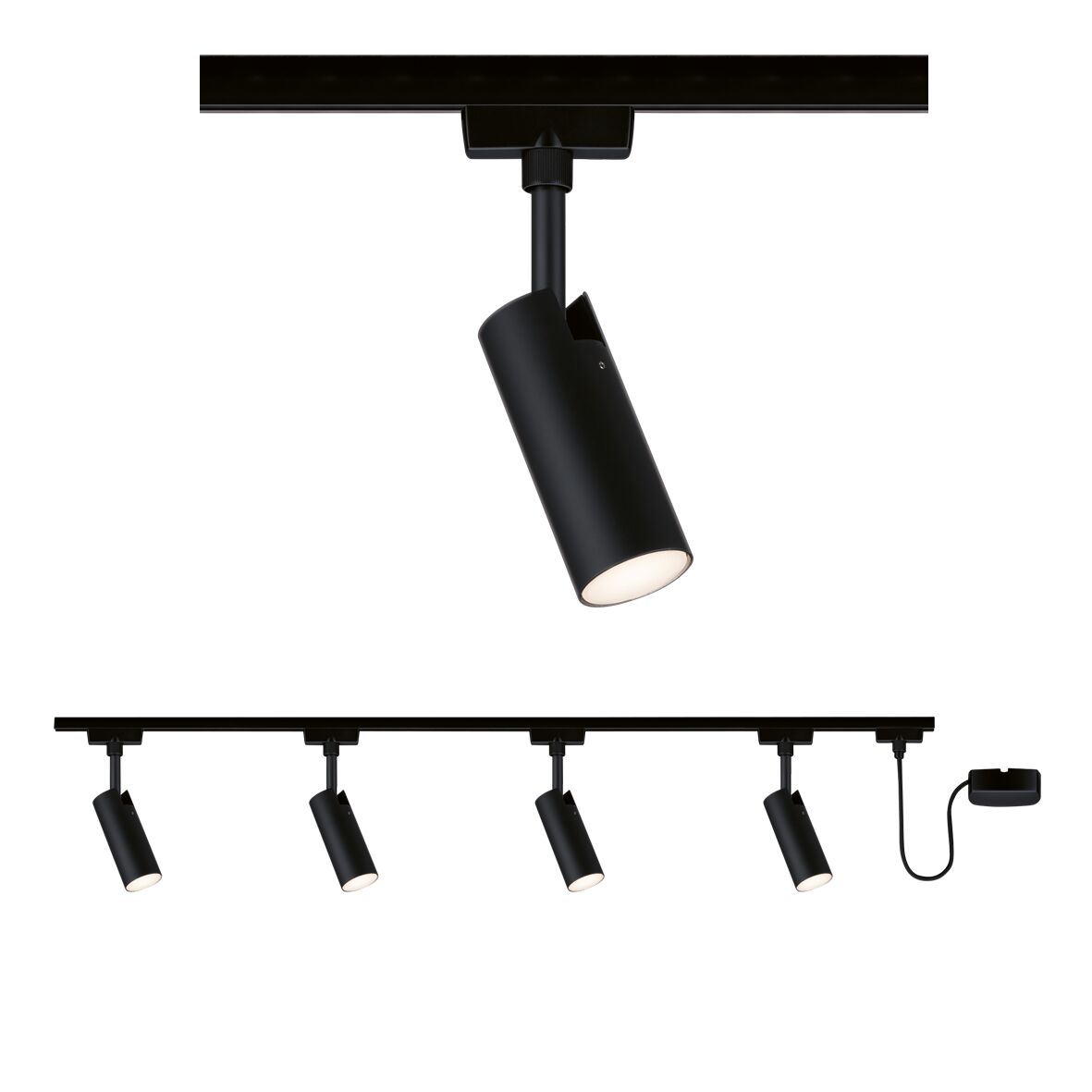 URail Schienenspot Tubo Starterset 4x250lm 4x4,5W 3000K 230V Schwarz matt